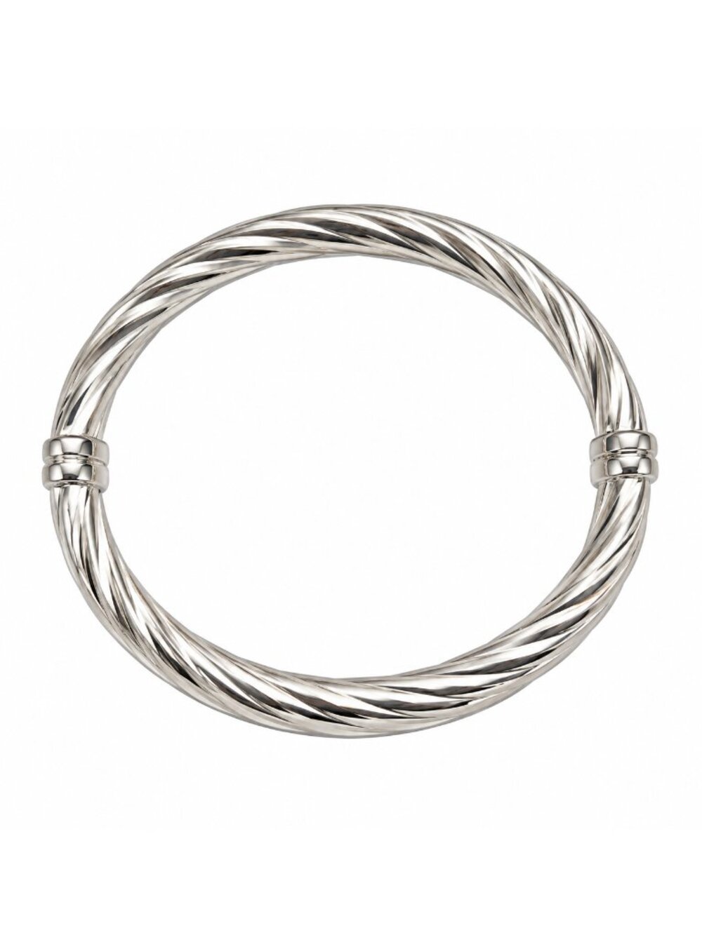 Sterling Silver Twisted Cable Hinged Oval Bangle Bracelet 6mm
